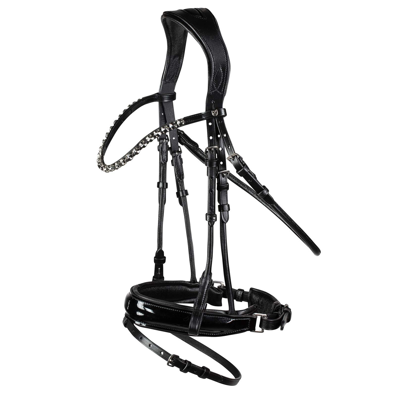 Horze Clermont Leather Snaffle Bridle with Flash Noseband & Crystal Browband