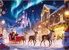 Christmas Jigsaw Puzzles for Adults 1000 Pieces - Santa Claus Under Aurora...