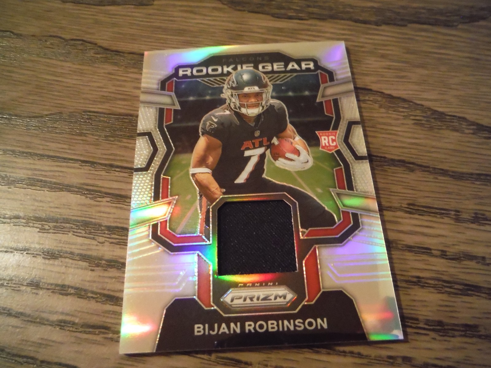 BIJAN ROBINSON - 2023 JERSEY Prizm ROOKIE GEAR Silver Holo Refractor ROOKIE Card