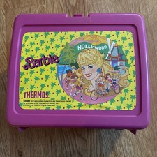 Fiambrera de plástico Barbie 1988 por termo rosa Mattel vintage *sin termo*