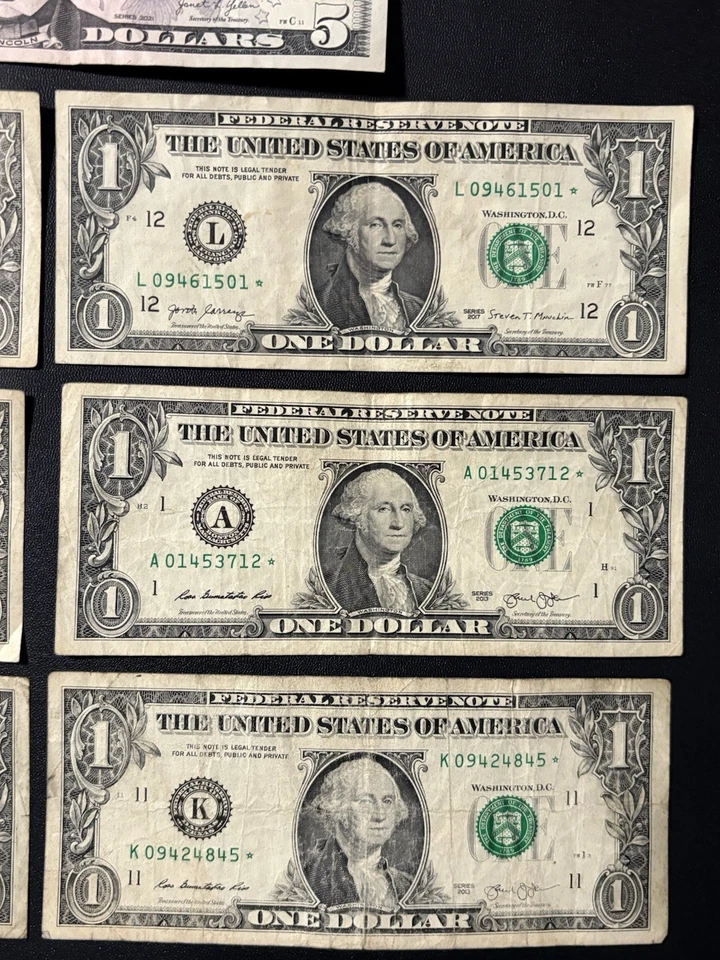 US $1 $5 Star Notes Replacement Bills Collection/Lot 2009 2013 2017 Circulated - Image 4 of 4