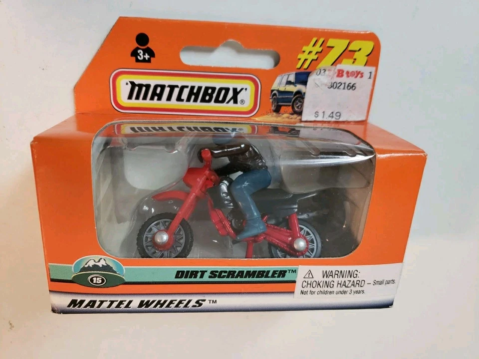 Matchbox Mattel Wheels #73 Dirt Scrambler Motorcycle w/Rider Window Box New  - Image 2 of 4