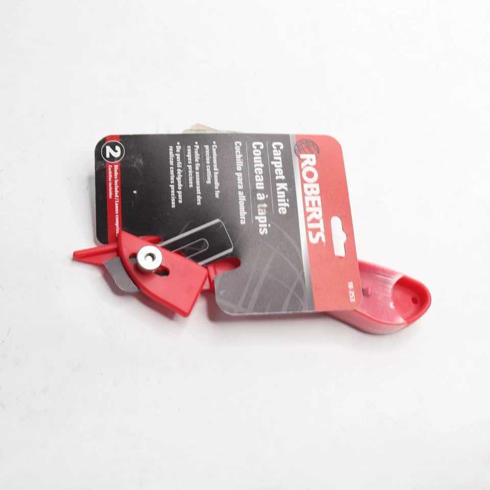Cuchillo para alfombra Roberts hoja ranurada con protector para pulgar para seguridad rojo 7-1/4" Foto 3 de 4