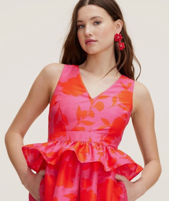 target peplum dress Slickblue Black Peplum Midi Dress, Stretchy Fabric with Shirring & Ruffles, Ideal for Evening & Formal Looks, S-M : Target