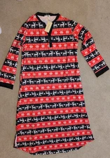 Ekouaer Women's Casual Maxi Long Nightgown Long sleeves Red/Black Size M - NWT