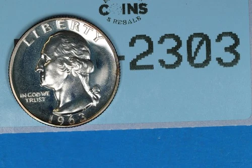 1963 PROOF 25C WASHINGTON SILVER QUARTER EARLY US TYPE COIN RAW-2303