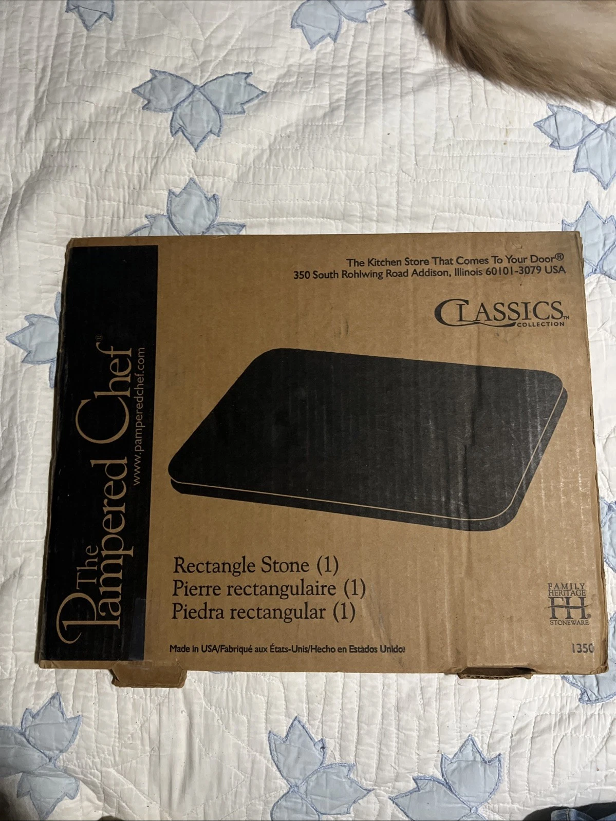 Vintage PAMPERED CHEF Family Heritage Flat Rectangle Baking Pizza Stone 12"x15"