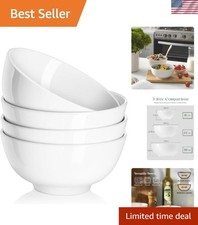 22 OZ White Ceramic Bowls Set of 4 - Perfect for Soup Bowls for Kitchen, Cere...