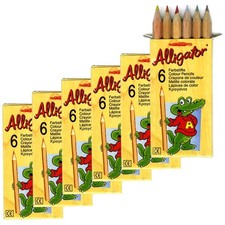 FABER CASTELL ALLIGATOR Farbstifte kurz natur 6 Packungen je 6 Farben