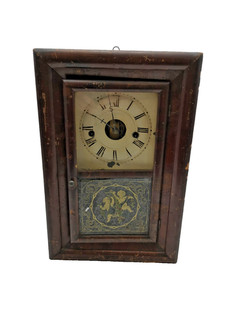 Antique seth Thomas Patent Spring Brass Thirty Hour Wall Clock 42x28cm E23 G67