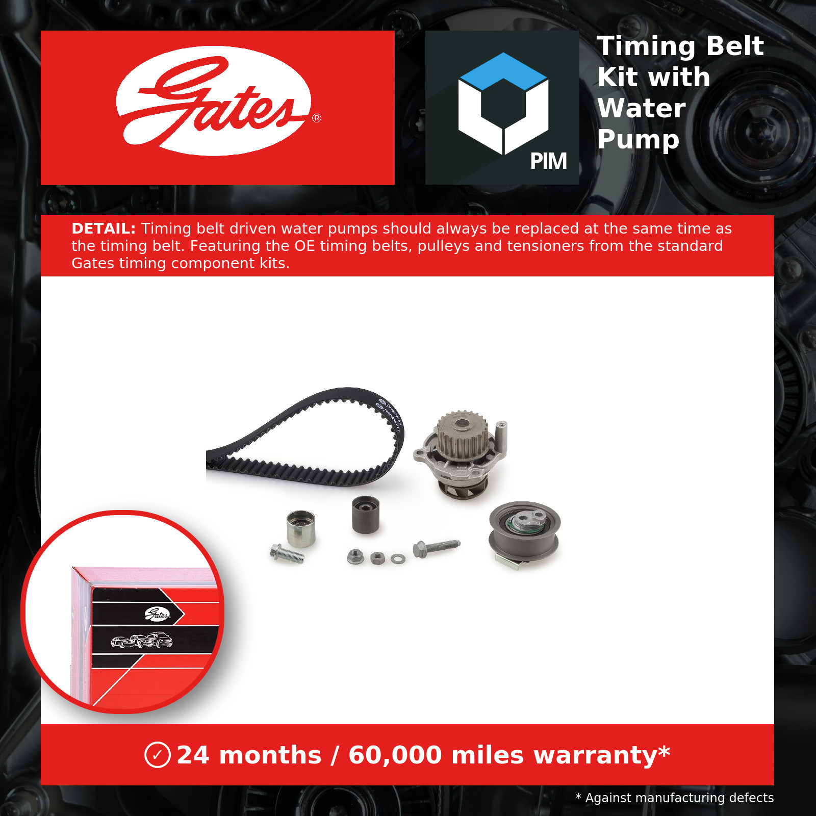 Timing Belt & Water Pump Kit fits VW TOURAN 1T 2.0 03 to 07 Set Gates VOLKSWAGEN - Image 16