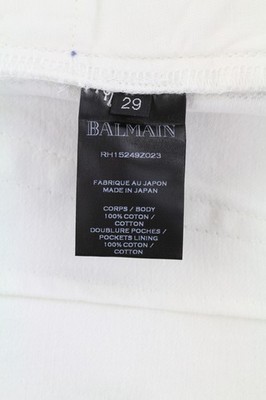 BALMAIN Men Jeans 29 White Distressed Straight Fit Destroyed Look