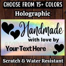 50 Custom Handmade W/ BUSINESS NAME STICKERS 2.25" LABELS SEAL SCRATCH RESISTANT