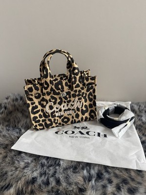 Coach cargo tote bag Canvas Tragetasche Leopard Beige/Schwarz small