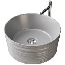 Aufsatzwaschbecken Keramik Waschschale Waschtisch Rund Grau Matt &Oslash;41cm Loft