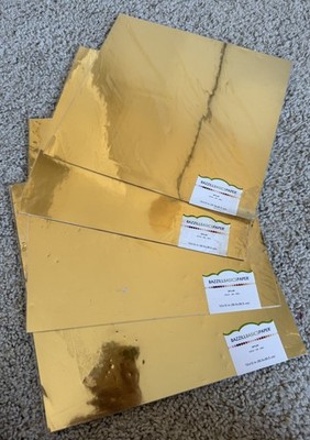 Bazzill Basics Paper Gold Mylar Sheets 12x12 in | Set 5 Reflective Craft Paper