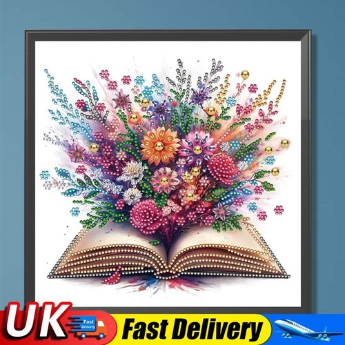 5D DIY Partial Special Shaped Drill Diamond Painting Kit Flowers in Book 30x30cm