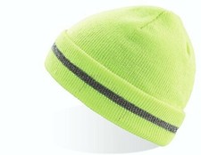 Image of Hi Vis Beanie Hat Viz Reflective Winter Warm Wool Work Running Visibility