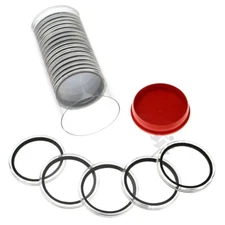 OnFireGuy Red Plug Tube & 20pc 42mm Black Ring Coin Holders Lrg Casino Tokens