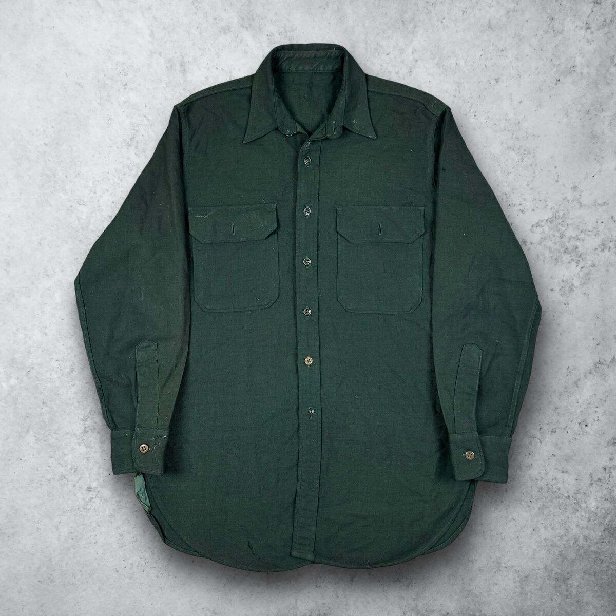Vintage 40s 50s Gabardine Wool Rayon Drab Green Shirt Size Vintage 40s 50s Gabardine Wool Rayon Drab Green Shirt Size