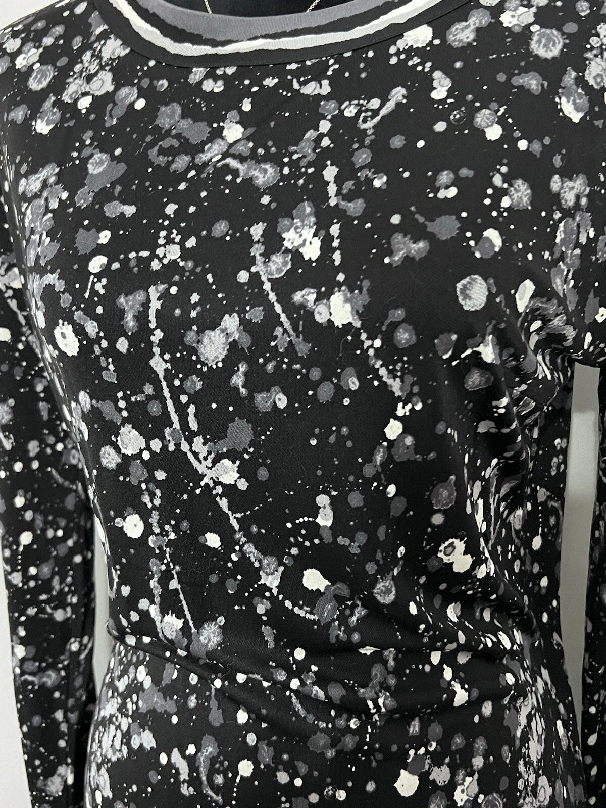 Abito Tory Burch Meredith vernice splatter seta piccolo astratto preppy elasticizzato nuovo senza etichette