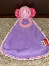Fisher Price Elephant Security Blanket Baby Lovey Plush Pink Purple EUC
