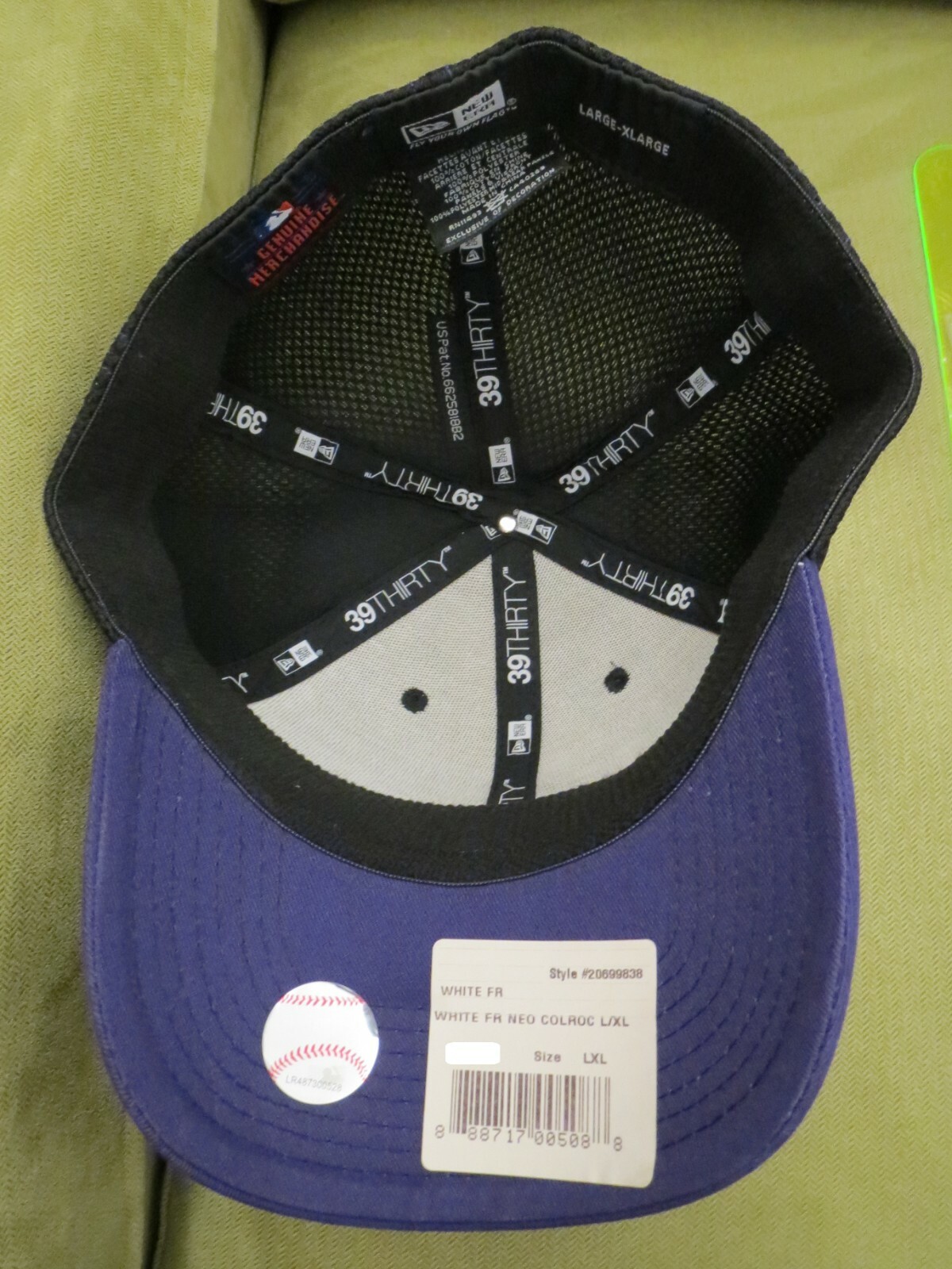 New Era Rockies Black Flex Fit Neo Hat, White Split Front, Purple Bill, Sz L/XL