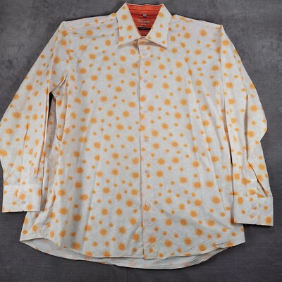 Visconti Uomo Star Burst Button Up Graphic Print All Over Dress Shirt Mens 3XL
