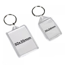 50x35mm 35x24mm Insert Clear Blank Acrylic Plastic Photo Keyrings Personalise UK
