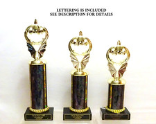 SET OF 3 HALLOWEEN TROPHIES PUMPKIN COSTUME PARTY PUMPKIN CARVING ..BLACK