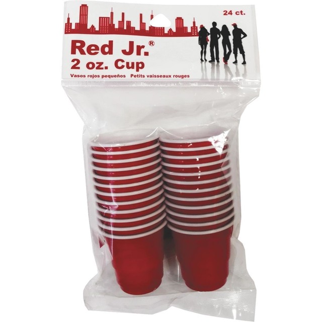 RED JR 2 OZ PLASTIC SOLO CUPS 24 CT. RED SHOT GLASSES 5 PACKS 120