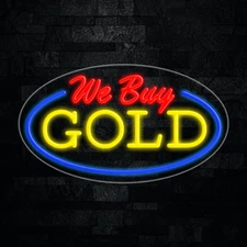 We Buy Gold LED Neon Sign 28"L x 16"H #34454