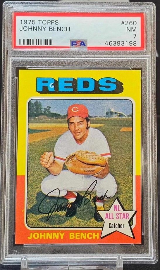 1975 TOPPS #260 JOHNNY BENCH CINCINATTI REDS HOF PSA 7 NM