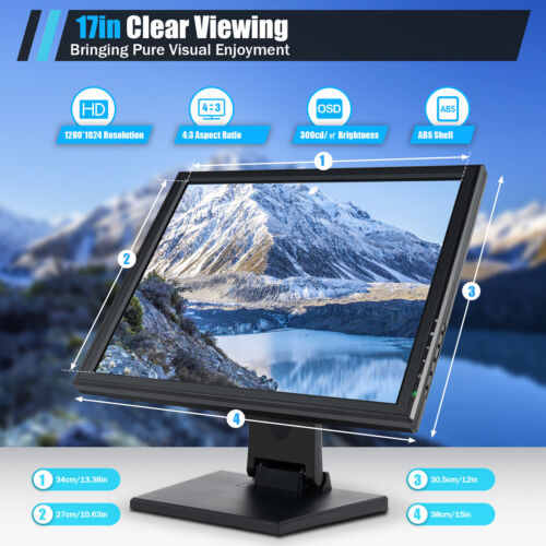 17" Pouce écran tactile 4:3 LED Standard USB Multimédia Multi-Position POS Stand - Photo 1/12