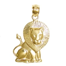 New 14k Yellow Gold Lion Pendant