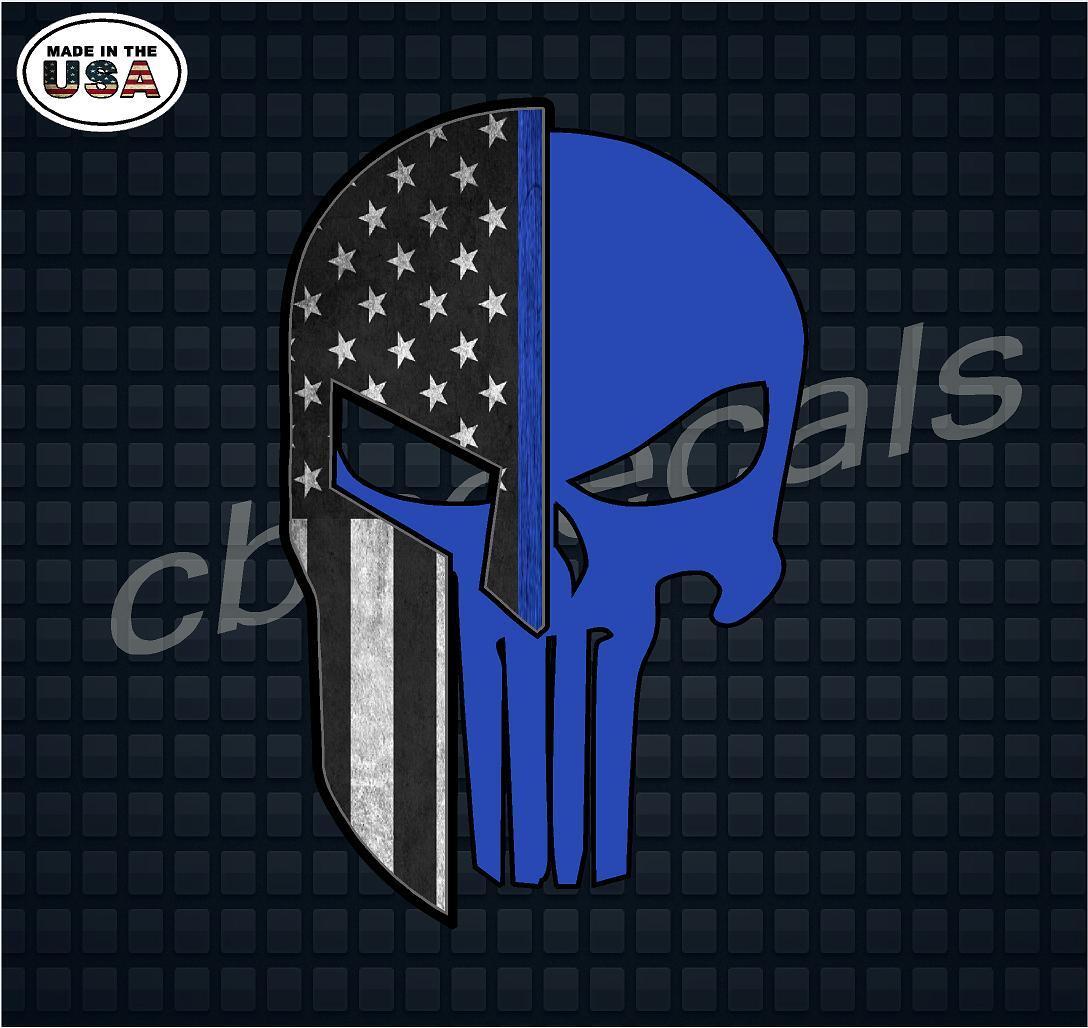 Punisher Skull Police Blue Line Flag Vinyl Car Decal Sticker