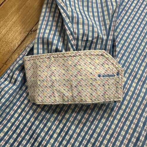 Bugatchi Uomo Shirt Mens L Multicolor Plaid Flip Cuff Geometric Office - EUC - Picture 3 of 13