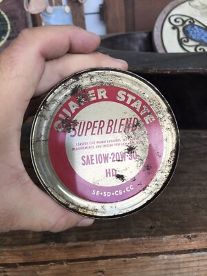 Vintage Quaker State Super Blend Motor Oil 10W-20W 30, 1qt Metal