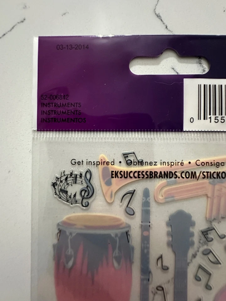 Sticko Dimensional Colorido Instrumento Trompeta Teclado Flauta Notas Álbum de Recortes Foto 3 de 4