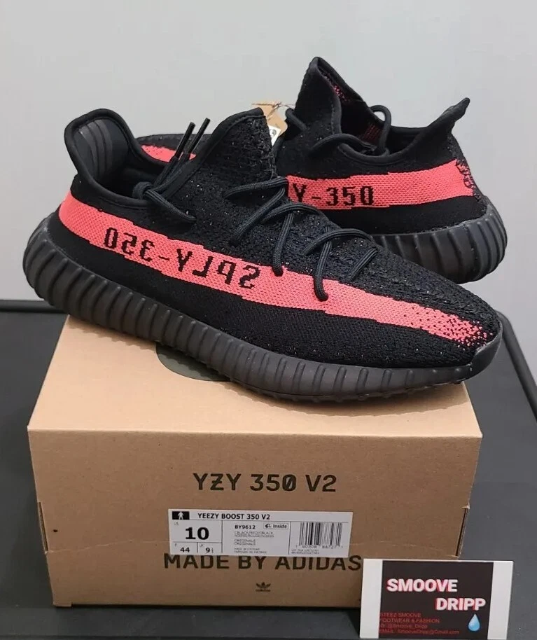 Authentic adidas yeezy boost 350 v2 black/red core black/red/core top black (by9612)