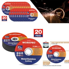 WORKPRO Cut Off Wheels 20pcs 4-1/2x7/8-inch Metal&Stainless Steel Cutting Wheel