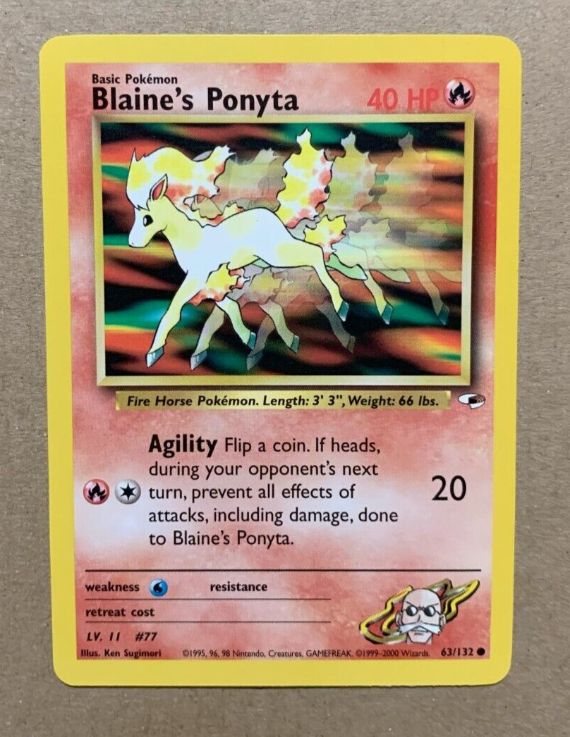 Blaine's Ponyta 63/132 Gym Heroes - Common Pokemon Card - NM/Mint