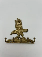 Vintage Solid Brass EAGLE KEY HOLDER---5 Hooks---Nice Condition---Antique--