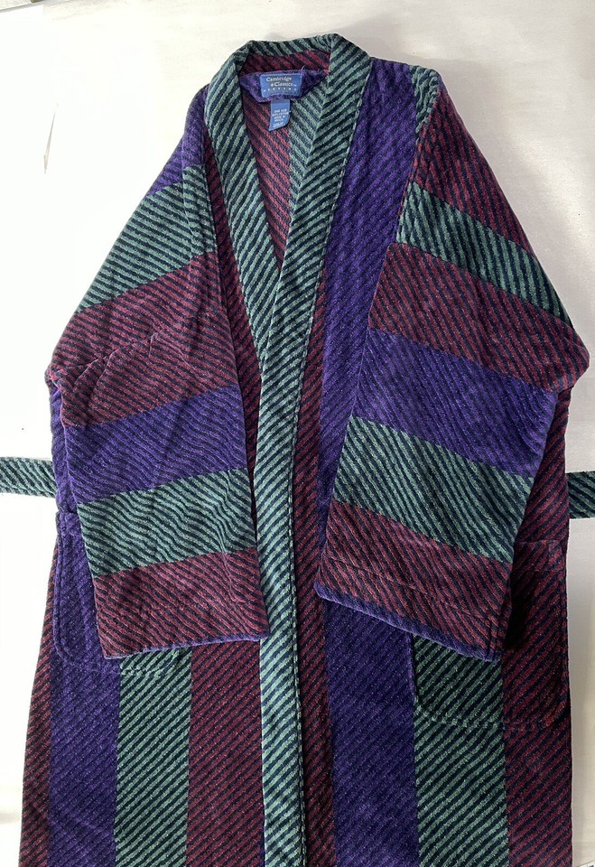 VTG Terry Robe Multicolor Velour Mens Cotton Cambridge Classics ONE