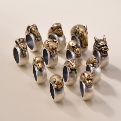 Copper three-dimensional twelve zodiac beads bracelet accessories jewelry parts