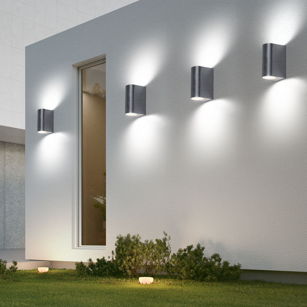 Lampe Extérieure Murale Aluminium Luminaires de Jardin Haut Bas LED 2er