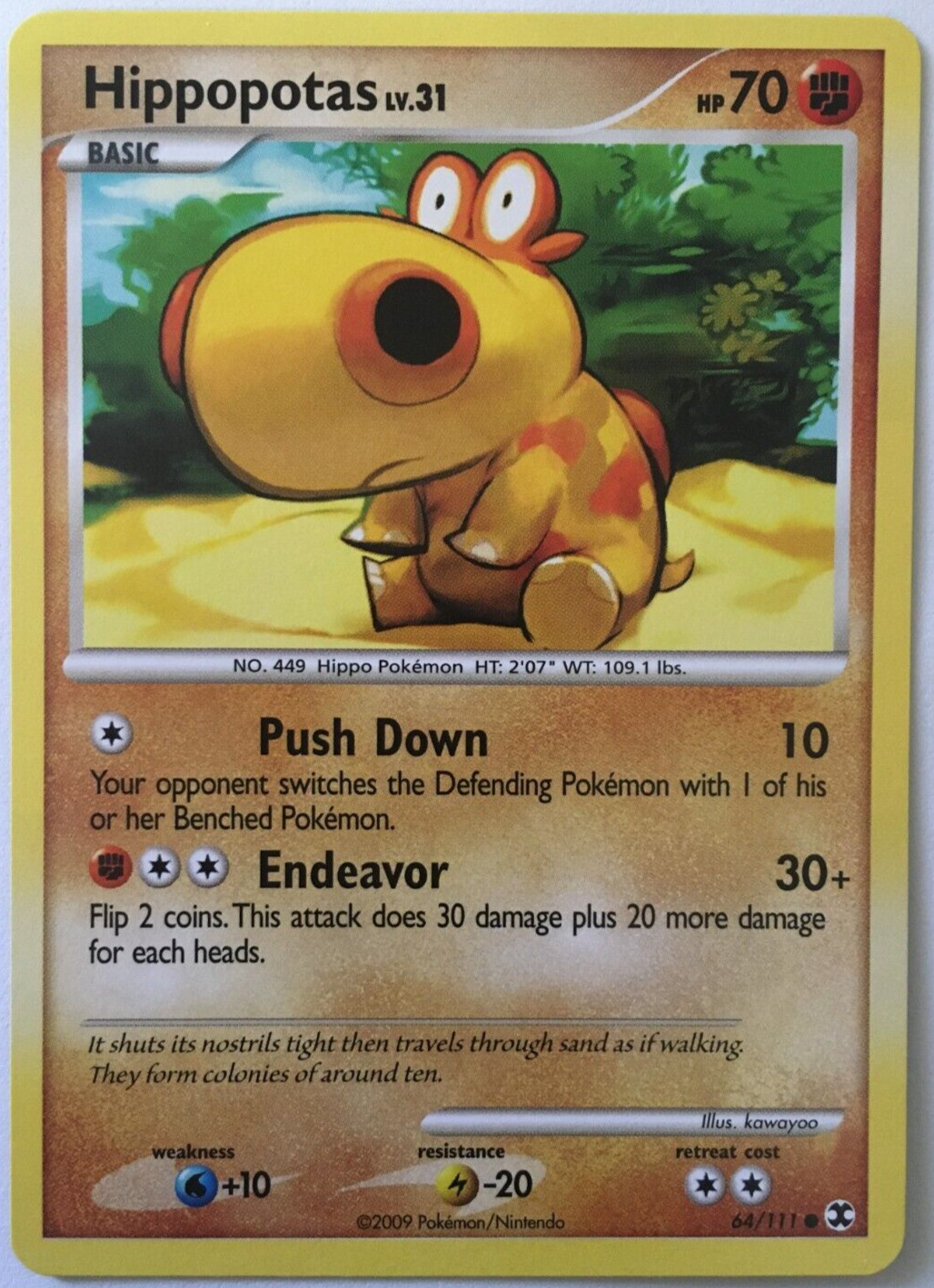 POKEMON HIPPOPOTAS LV.31 64/111 RISING RIVALS COMMON NEAR MINT