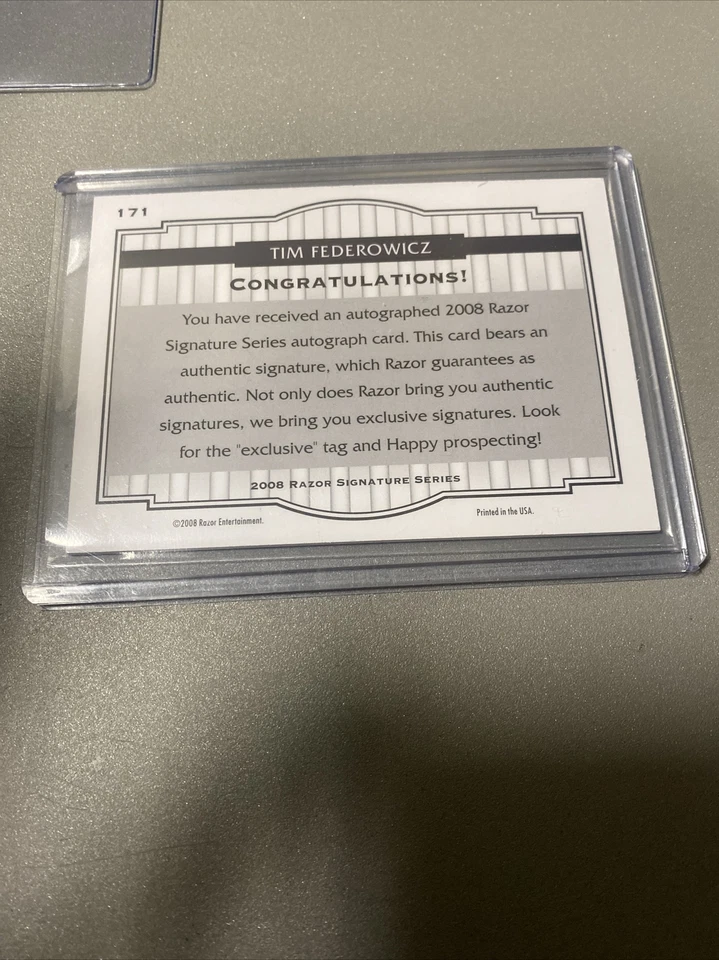 2008 Razor Authentic Signature TIM FEDEROWICZ Rookie ON-CARD AUTO #'d /199 - Image 2 of 2