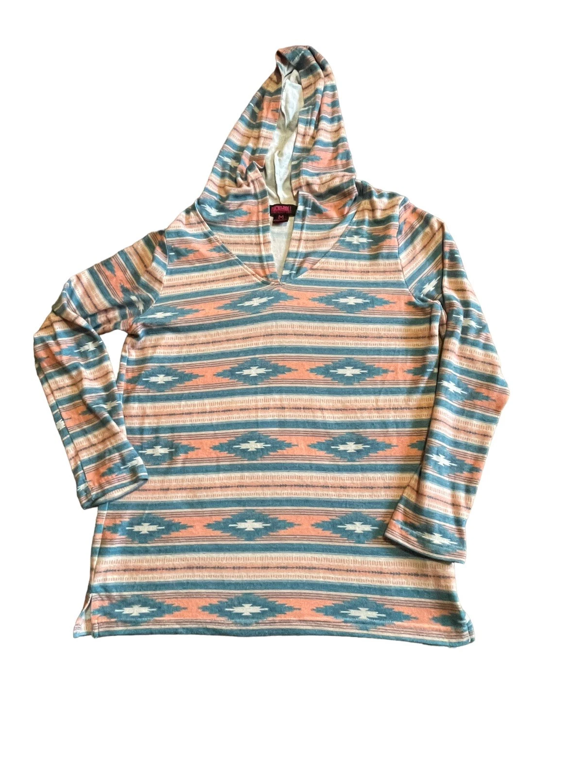 Rock & Roll Denim Lightweight Hoodie Aztec Print Womens M Soft