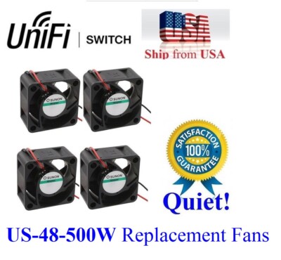 4x Leise Version Lüfter für Ubiquiti US-48-500W UniFi Switch (18dBA Rauschen)